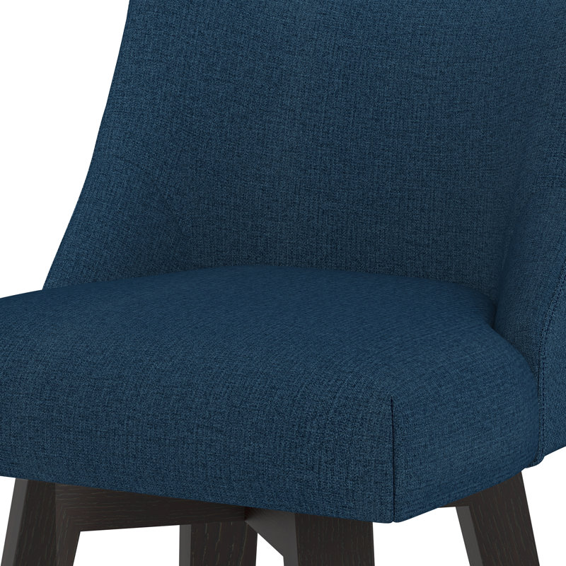 Counter Height Bar Stools, 26 Inch Seat Height Upholstered Swivel Bar Stools with Back Set of 2, Blue