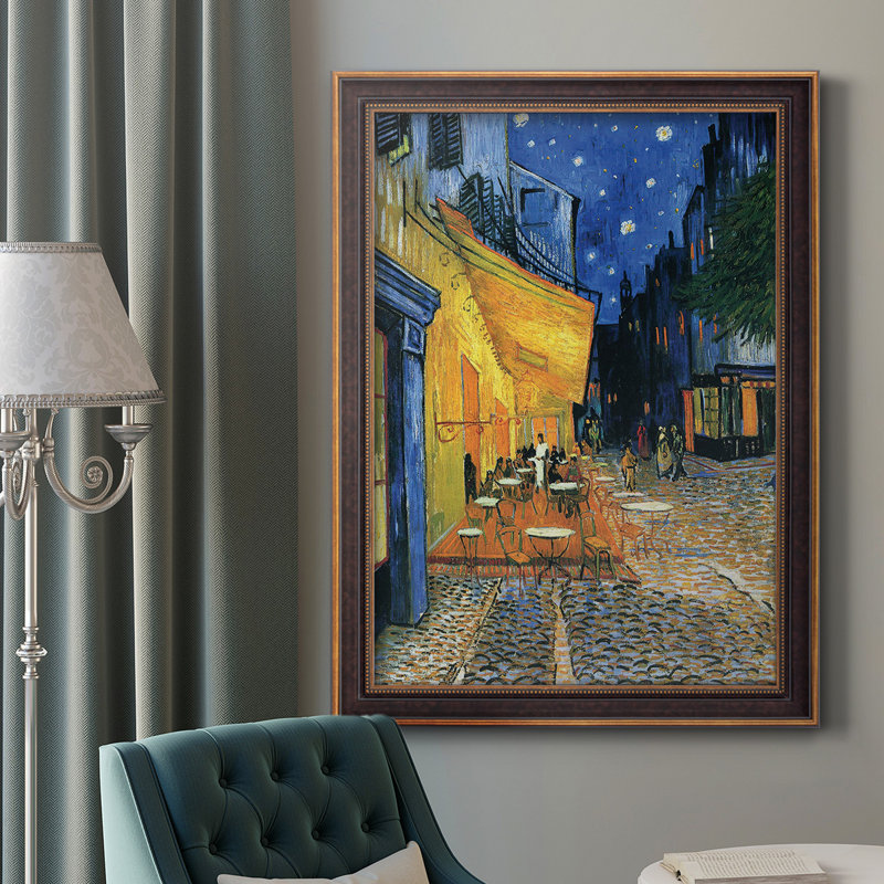 «Cafe Terrace At Night», toile encadrée de qualité supérieure - prête à être accrochée, H 36 po x l 24 po x P 2,5 po