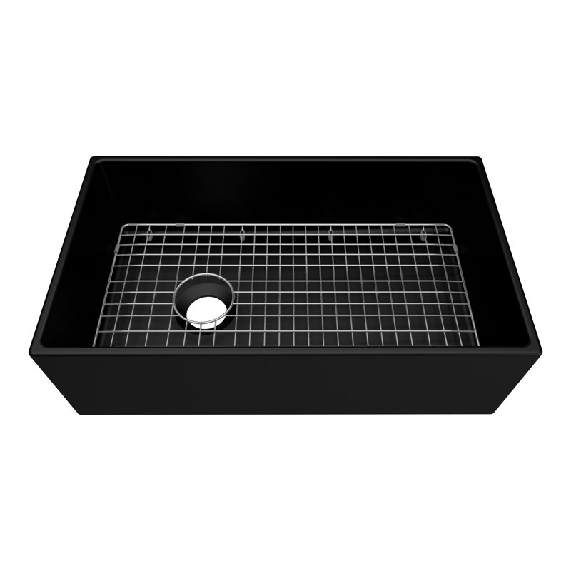 ADRIA FIRECLAY KITCHEN SINK, 33", MATTE BLACK, Matte Black