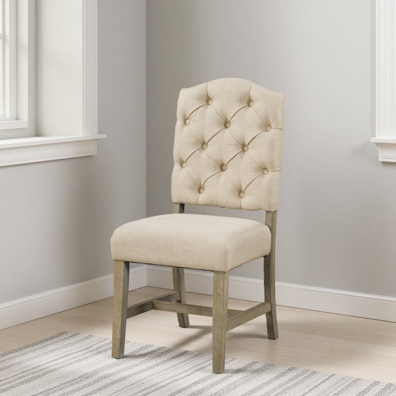 Ensemble de chaises de salle à manger de style rétro avec 4 chaises rembourrées, Bois naturel délavé