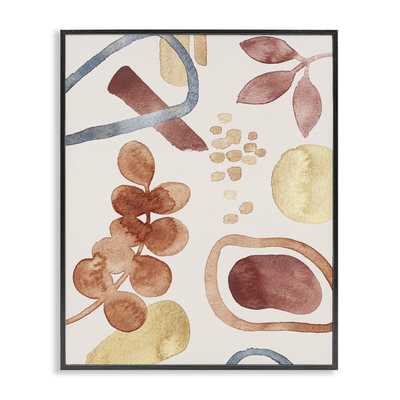 «Earthy Soft Nature Shapes», estampe numérique, design par Camila Juncos, H 30 po x l 24 po, Giclée encadrée noir minuit