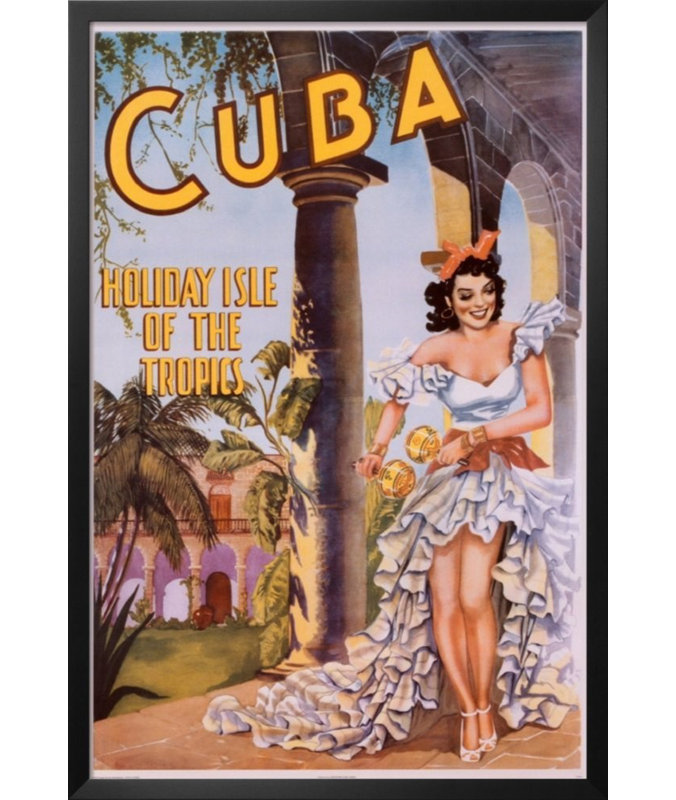 «Cuba Holiday Isle of the Tropic», affiche vintage encadrée, H 36 po x l 24 po x P 1 po