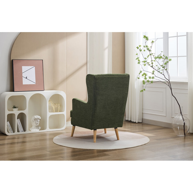 Lila Upholstered Wingback Chair, Moss