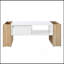 Table basse haute brillance avec 2 tiroirs, table centrale pratique à deux tons avec compartiments cachés, table basse rectangulaire avec tablette de rangement ouverte pour le salon, la chambre à coucher, 41,3 x 23,6 po-1426063828