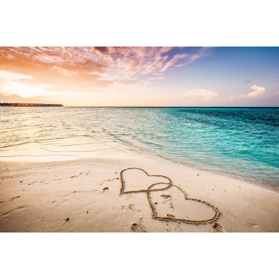 Herzen am Strand- Leinwandbild