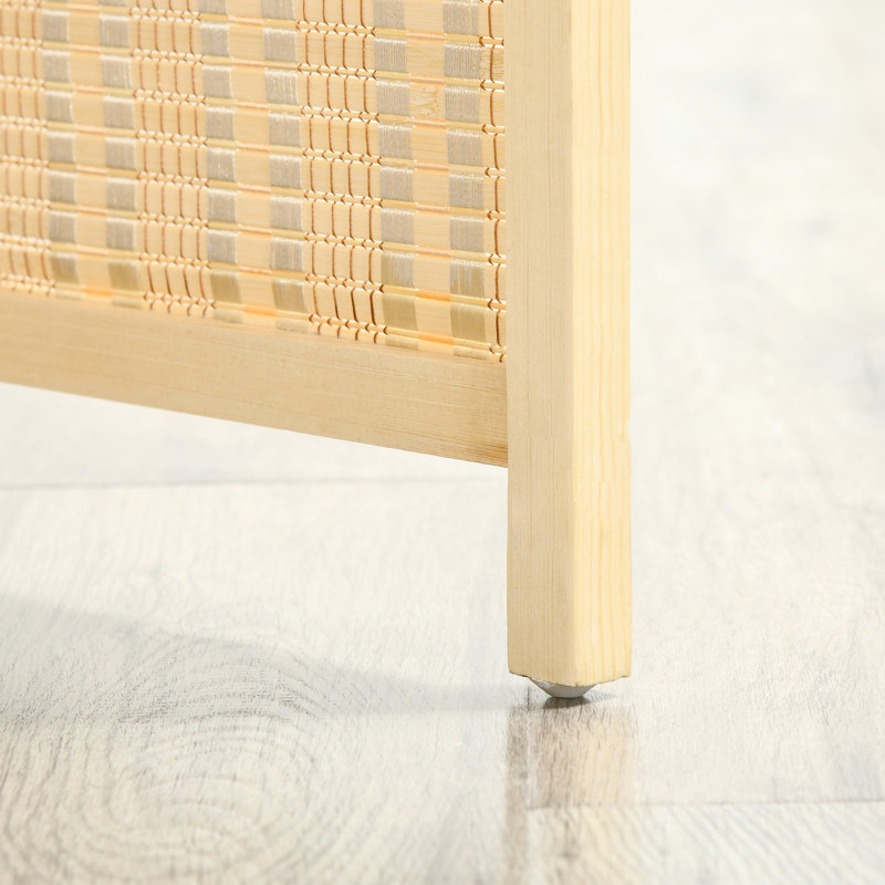 Cloison de pièce avec tablettes, écran d'intimité pliable de 6 pi 4 po pour la chambre à coucher et le bureau, cloison d'intimité naturelle, tablettes de rangement rustiques