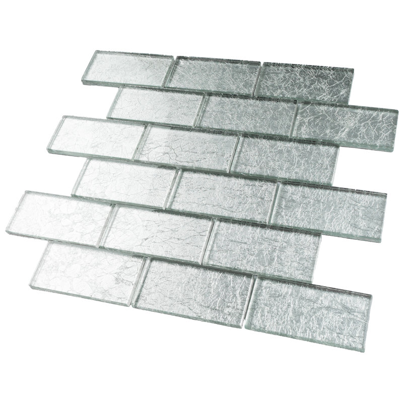 Galaxy 11.82 in. x 12.01 in. Brick Joint Glossy Glass Mosaic Tile, Gray