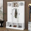 Arbre d'entrée de style campagnard avec tablettes réglables et 7 crochets, organisateur de hall d'entrée tout-en-un, armoire à chaussures et banc de rangement-1634033036