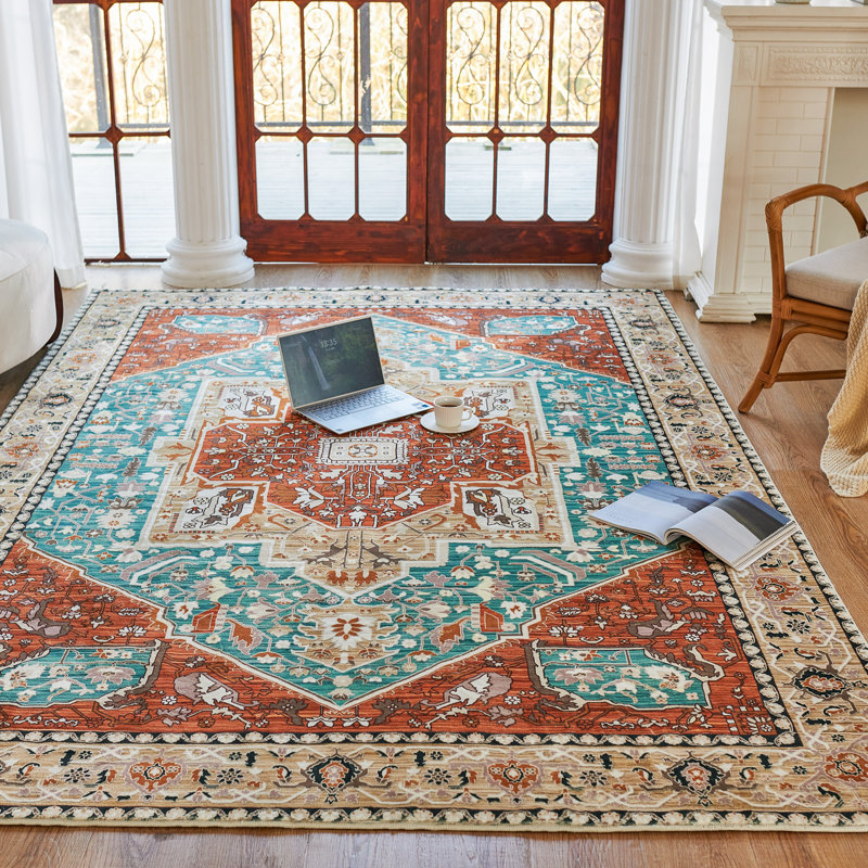 Saffira Faux Fur Washable Floral Indoor Rug, Rectangle 6' x 9'