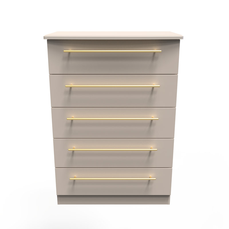 Fully Assembled Akhavi 5 Drawer 76.5Cm W Chest of Drawers, Cream