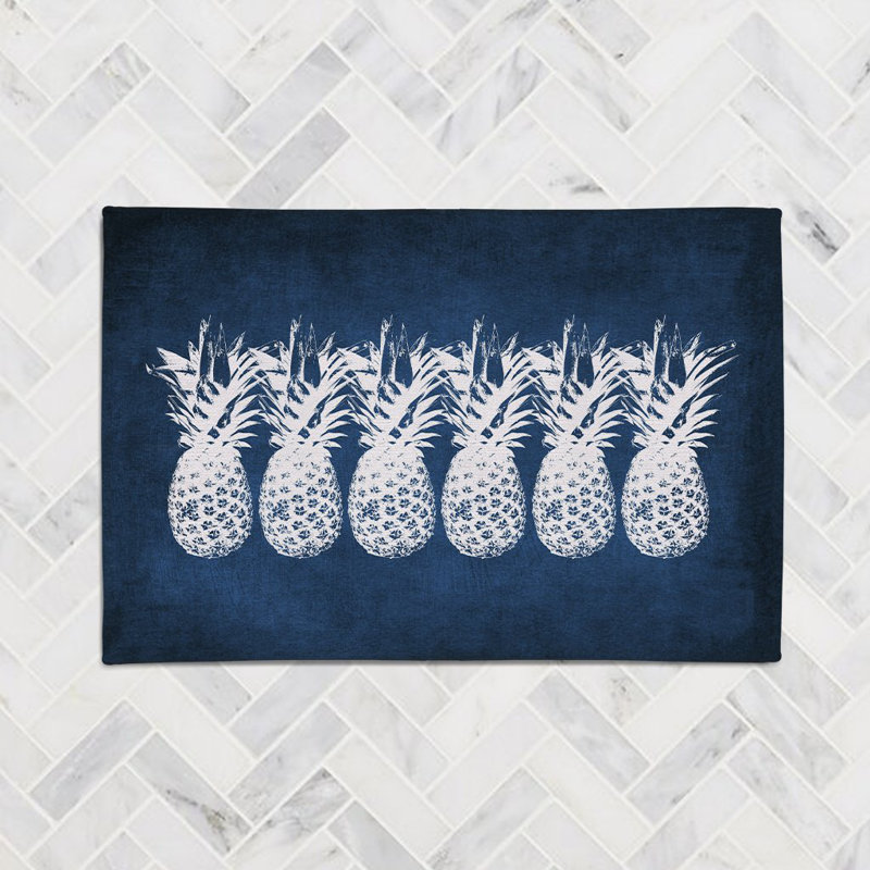 Tapis en chenille Indigo Pineapples, Rectangle de 3 pi x 5 pi