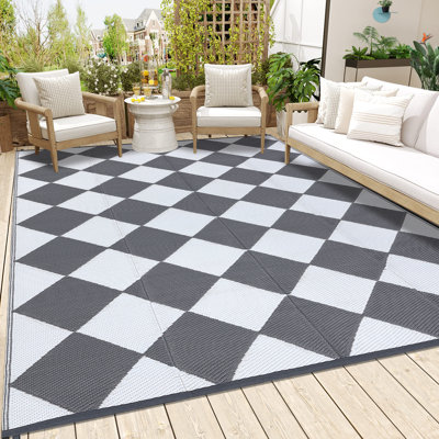 Diamond Outdoor Mats Plastic Straw Rug Outdoor Leisure Waterproof Carpet Garden Terrace Balcony Picnic Mat for Porch RV Deck Camping Backyard