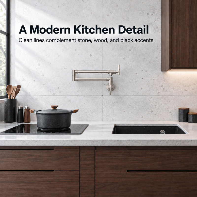 Wall Mounted Pot Filler, Brushed Nickel