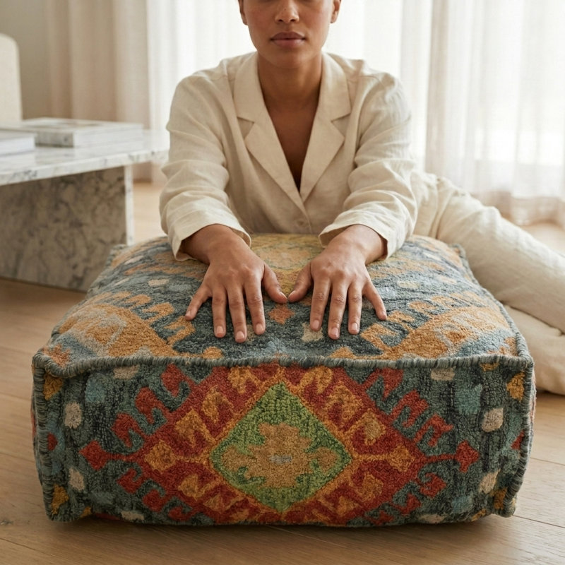 Placencia Square Upholstered Pouf Floor Ottoman