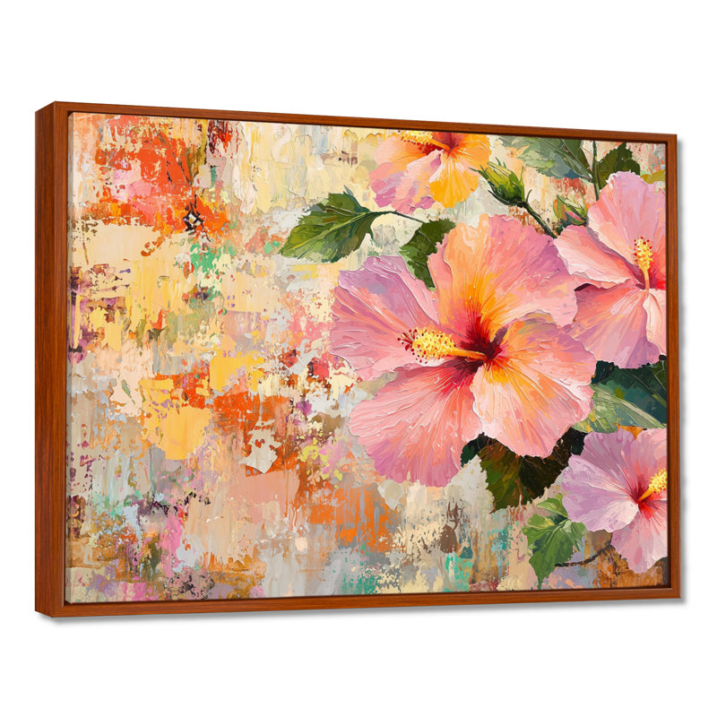 Hibiscus en fleurs au Mexique - salon d'art mural Hibiscus, H 34 po x l 44 po, Brun