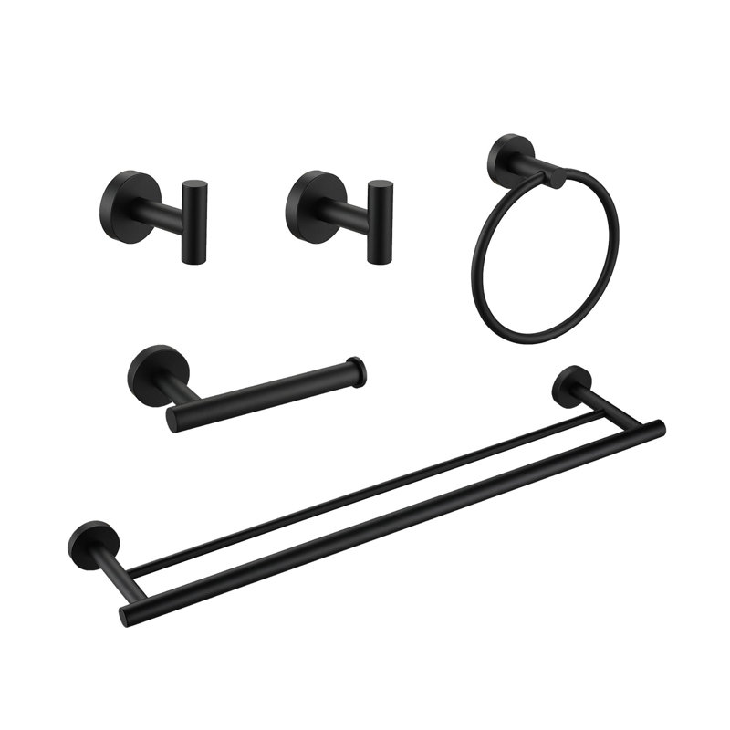 5 Piece Bathroom Towel Rack Set Wall Mount, Matte Black