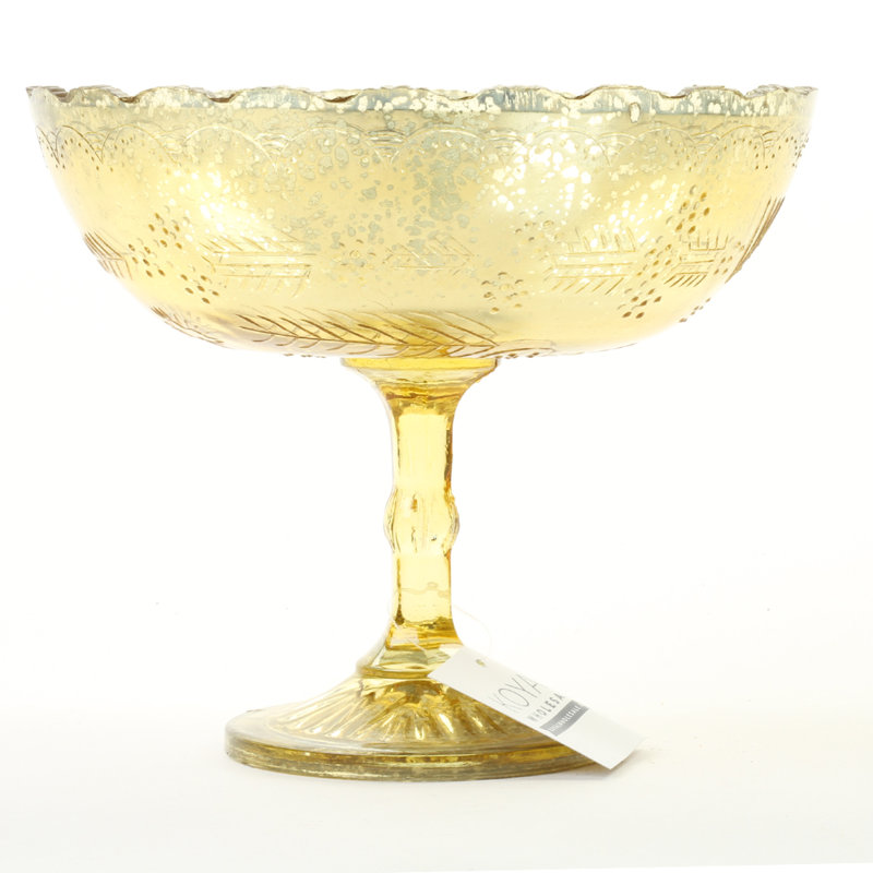 vase de table de plancher en verre highgate bol Spohn, H 6,75 po x l 8 po, Doré brûlé