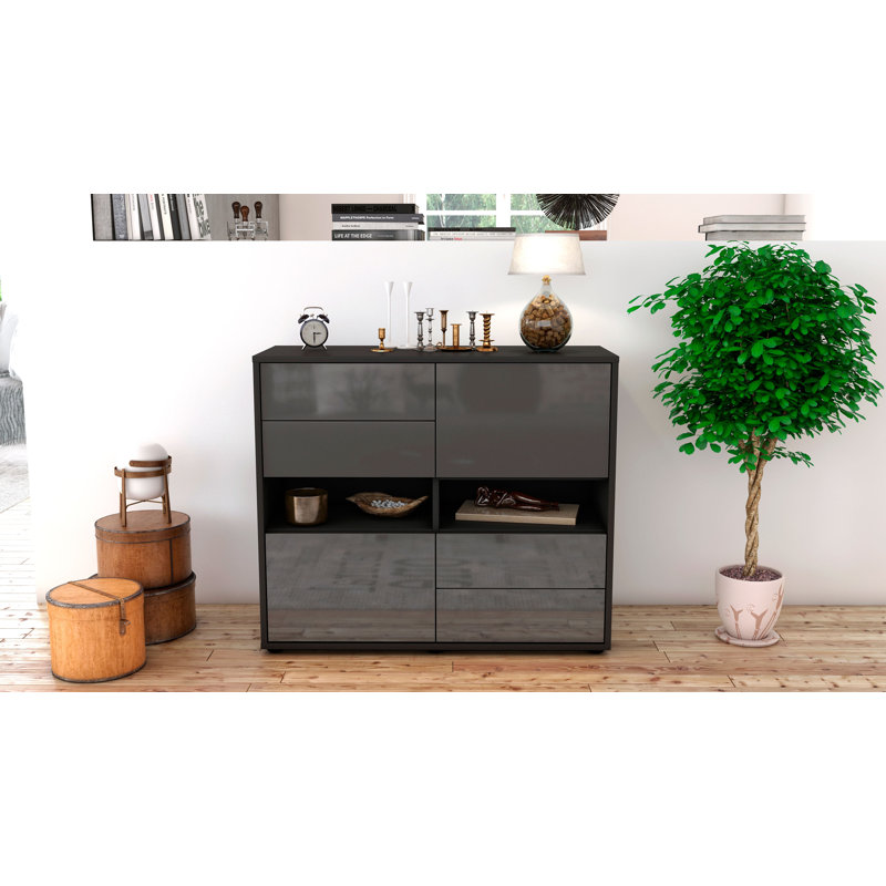 Prosper 92 cm W Sideboard, Anthracite/High-gloss grey