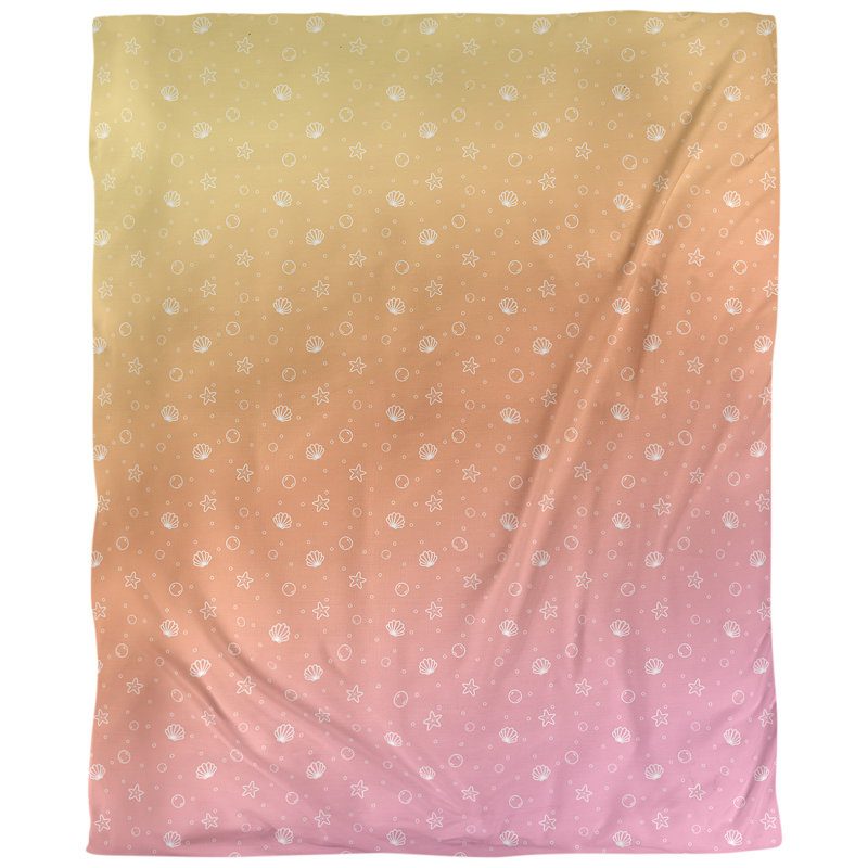 Tissu coquillage, Rose / orange, L 54 po x l 36 po, Lin naturel paloma