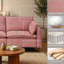Canapé modulaire mobile en chenille rose de 108,5 po