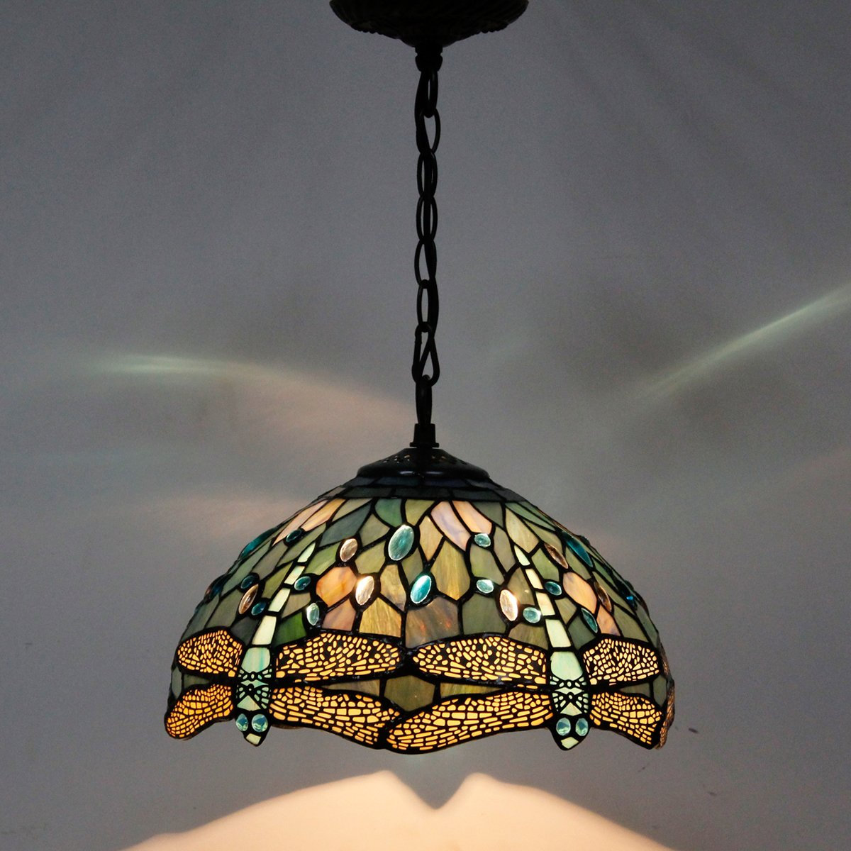 Canora Grey Turrella Tiffany Light Fixture Sea Blue Stained Glass ...