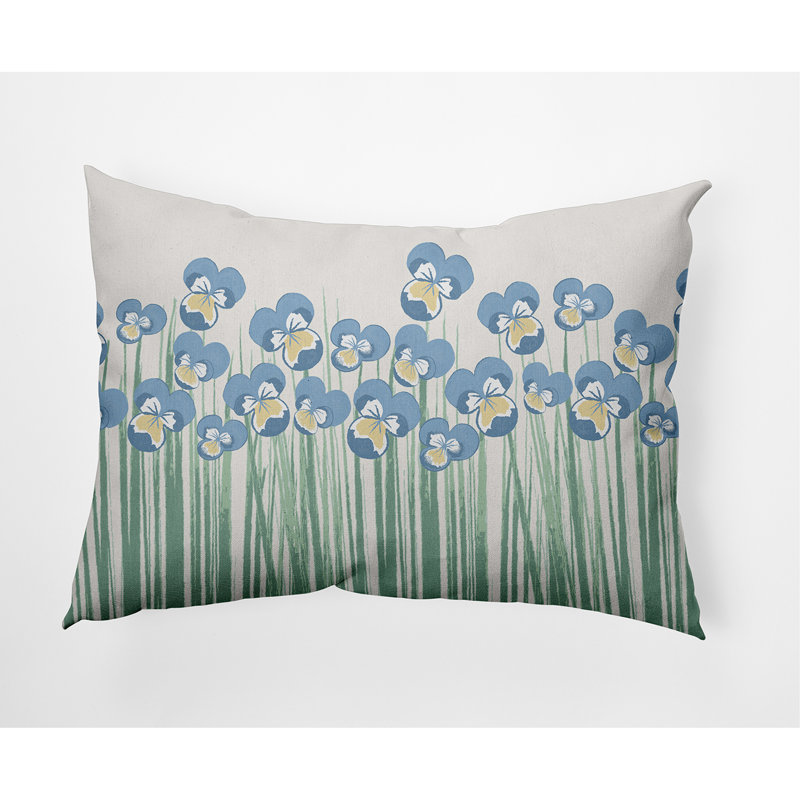 Floral Reversible Throw Pillow, Blue