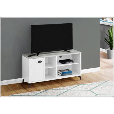 Meuble télé, console de 48 po, meuble multimédia, meuble de rangement, salon, chambre à coucher et stratifié, métal, contemporain, moderne