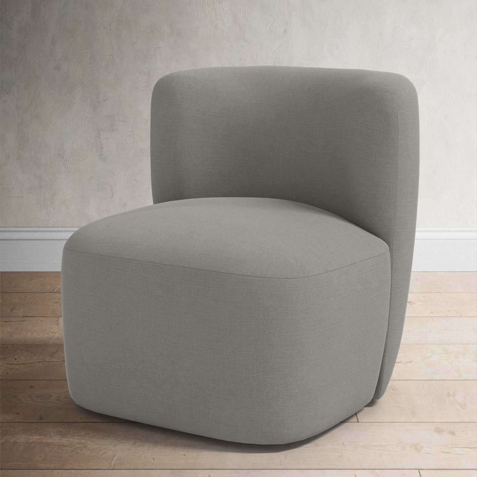 Mariza Cotton Swivel Lounge Chair, Classic Grey Linen