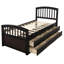 Lit simple en pin massif avec tiroirs, ton, base de matelas à 10 lattes, apte à