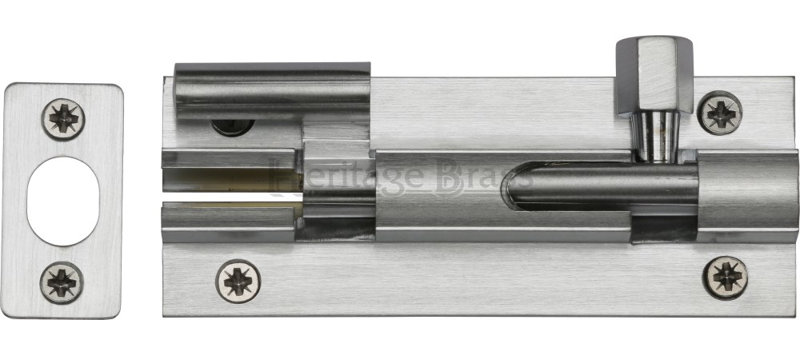 Heritage Brass Heritage Door Bolt Necked, Polished Chrome, 15.24cm H x 3.81cm W