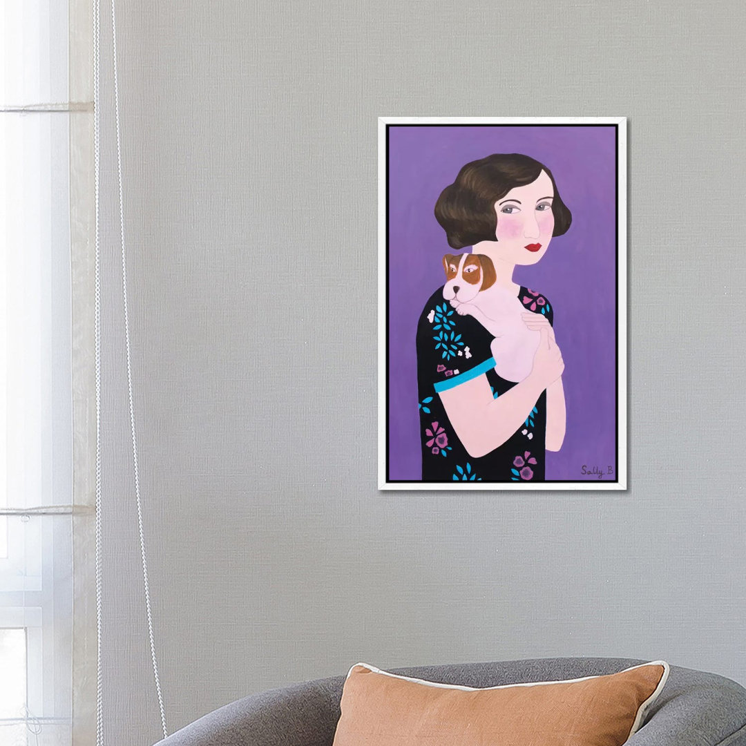 Frau und Cocker Spaniel von Sally B - Galerie-verpackte Leinwand Giclée