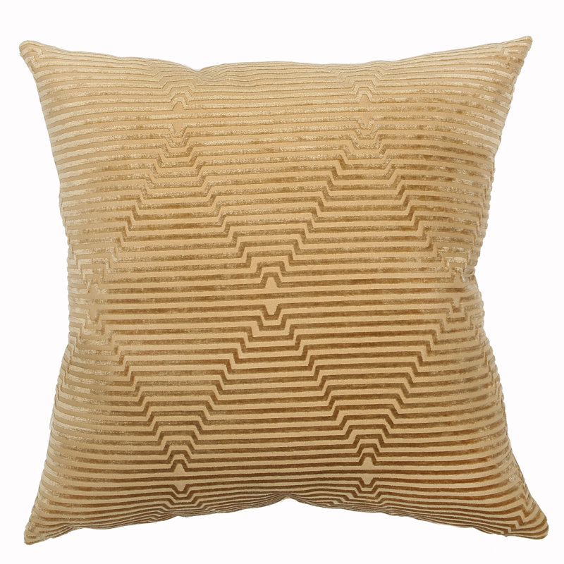 Shelburne Feathers Geometric Throw Pillow, Gold