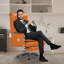 Fauteuil de bureau Kinnls Cameron avec ventilation chauffée, fauteuil de direction de direction entièrement inclinable avec repose-pieds rétractable, fauteuil de direction ergonomique en cuir véritable-86822391