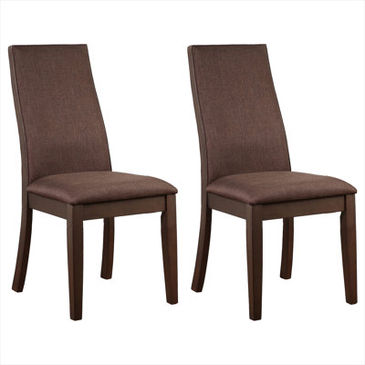 Ensemble de 2 chaises d'appoint rembourrées Industrial, tissu brun chaud avec pieds en bois espresso, assise confortable pour la salle à manger