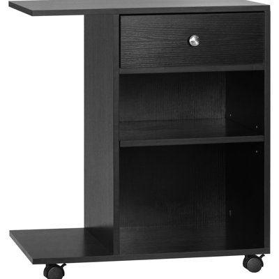 Printer Stand With Movable Wheels, Adjustable Shelf And Copious Storage Rolling Desk Ample For Office Essentials Electronics
