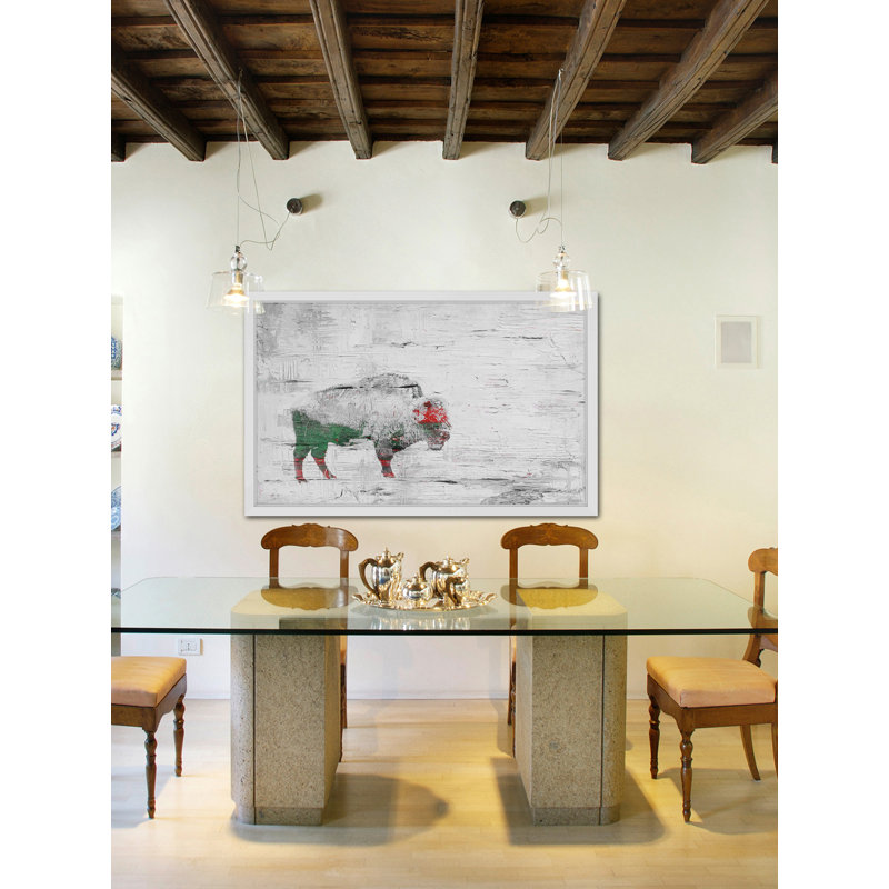 « Snow Buffalo »-reproduction de peinture encadrée sur papier, H 30 po x l 45 po x 1,5 po