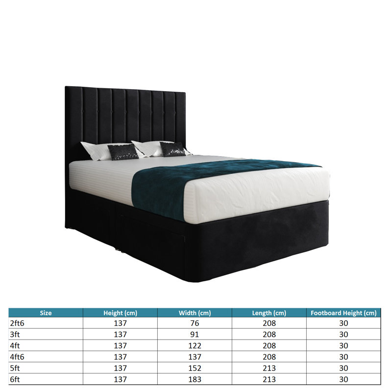 Anastasiya Upholstered Bed, Black, Single (3')