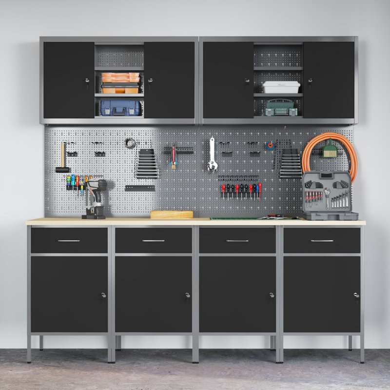 Work Cabinet with Drawer, Black