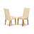 3 Piece Kitchen Table & Chairs Set Contains a Round Dining Room Table with Pedestal and 2 Light Beige Linen Fabric Parson Chairs, Oak-123719597-123719598-123719600