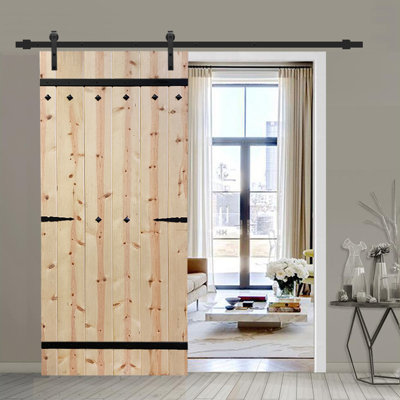 36'' x 84'' Solid Wood Paneled Unfinished without Installation Hardware Kit Barn Door