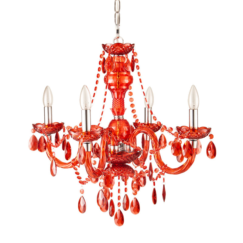 angelo: Lustre Home à 4 ou 8 lumières Fulton de couleurs variées, Rouge, 4