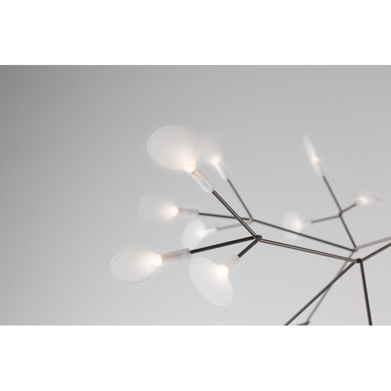 Heracleum III LED Chandelier, Nickel, 25.6" H x 38.6" W x 38.6" D, 157.5"