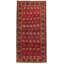 Tapis de couloir en laine de conception unique 4 pi 7 po x 9 pi 11 po noué à la main des années 1980 Tapis décoratif en rouge foncé