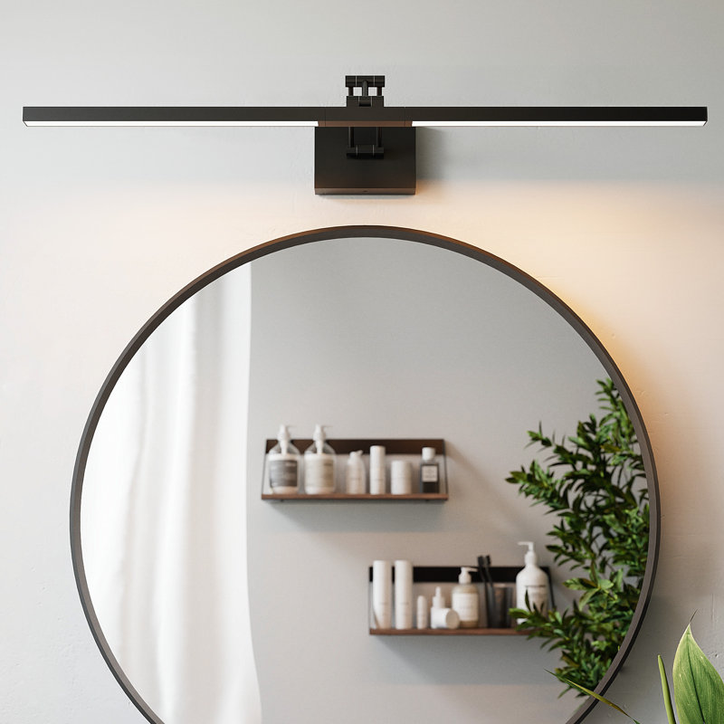 Luminaire de salle de bain moderne 1 lumière 36 "à 3 lumières avec tête pivotante à 360 ° et bras pivotant, Noir mat