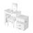 3-In-1 Makeup Vanity Desk With Flip-Top Mirror, Led Lighting, Adjustable Length Ample Drawers - Stylish Multi-Functional Dressing Table For Home, White-1207337674