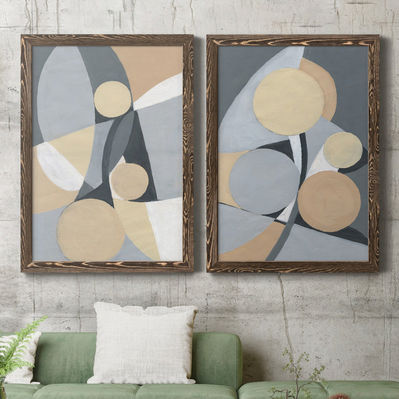 Millenium I - ensemble de 2 reproductions d'art, Pas de tapis, H 31,5 po x l 47 po x P 1,5 po, Toile avec cadre en noyer