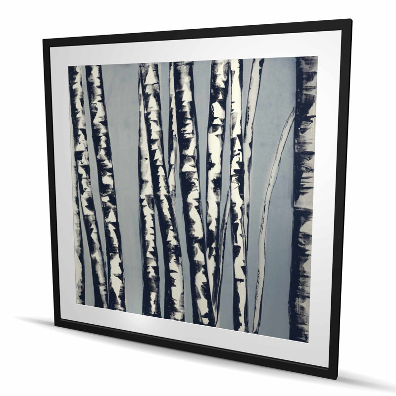 «Abstract Birch Forest - Contemporary Landscape», reproduction encadrée