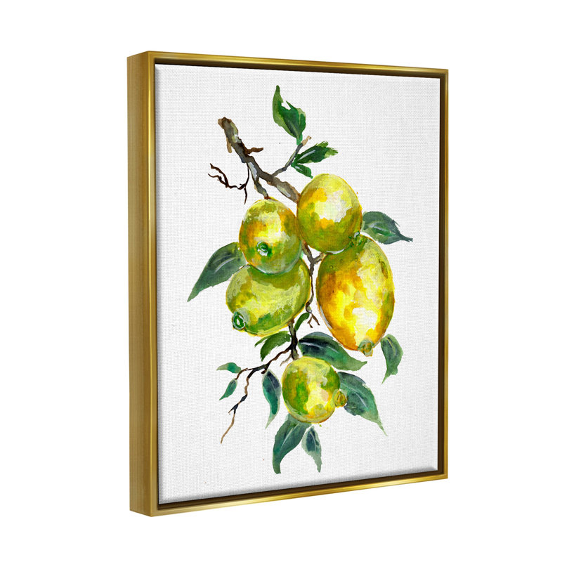 Citron, agrume, art giclée par Sebastian Grafmann, H 31 po x l 25 po x P 1,7 po, Cadre flottant métallique doré