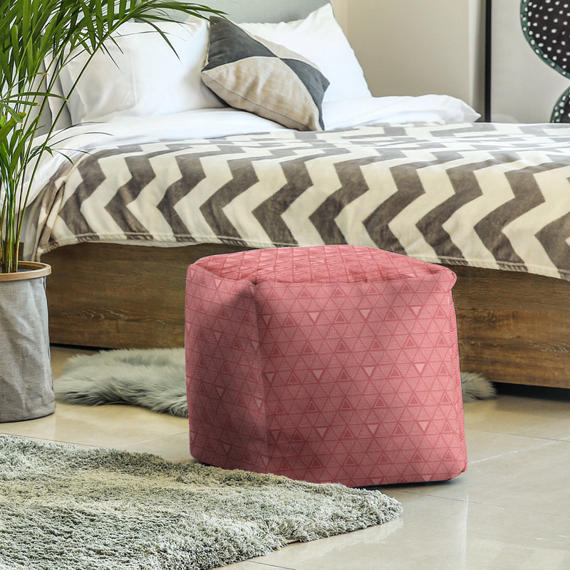 Upholstered Polyester Blend Cube, Medium Red