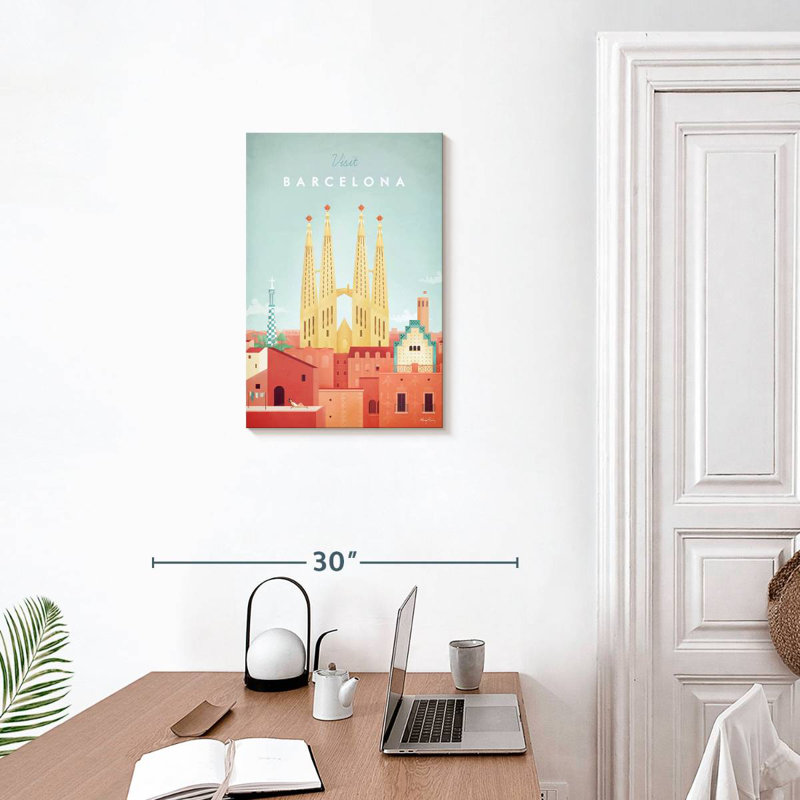 Affiche de voyage rétro Aime Barcelona, H 24 po x l 16 po